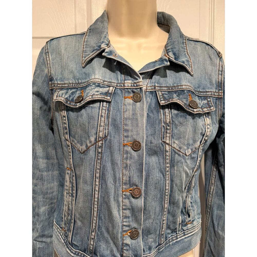 Talula Denim Jacket Womens M Cropped Fitted Blue Jean‎ Trucker Aritzia